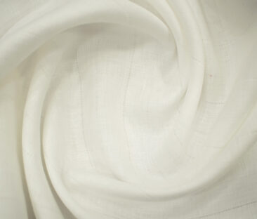 Linen Fiesta Men's European Linen 60 LEA Striped 2.25 Meter Unstitched Shirting Fabric (White)