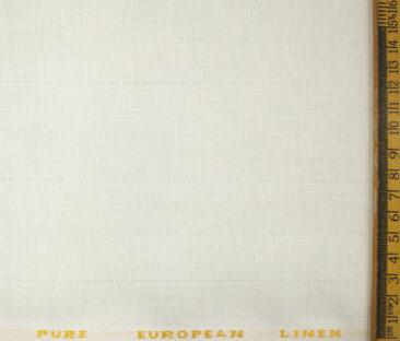 Linen Fiesta Men's European Linen 60 LEA Striped 2.25 Meter Unstitched Shirting Fabric (White)