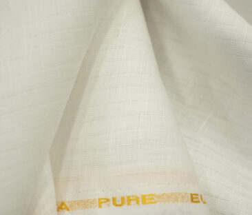 Linen Fiesta Men's European Linen 80 LEA Striped 2.25 Meter Unstitched Shirting Fabric (White)