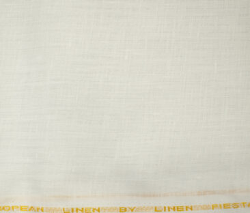 Linen Fiesta Men's European Linen 80 LEA Striped 2.25 Meter Unstitched Shirting Fabric (White)