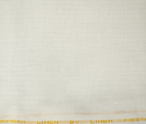 Linen Fiesta Men's European Linen 80 LEA Striped 2.25 Meter Unstitched Shirting Fabric (White)