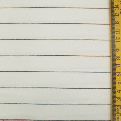 Marcellino Men's Terry Rayon Striped 3.75 Meter Unstitched Suiting Fabric (White)