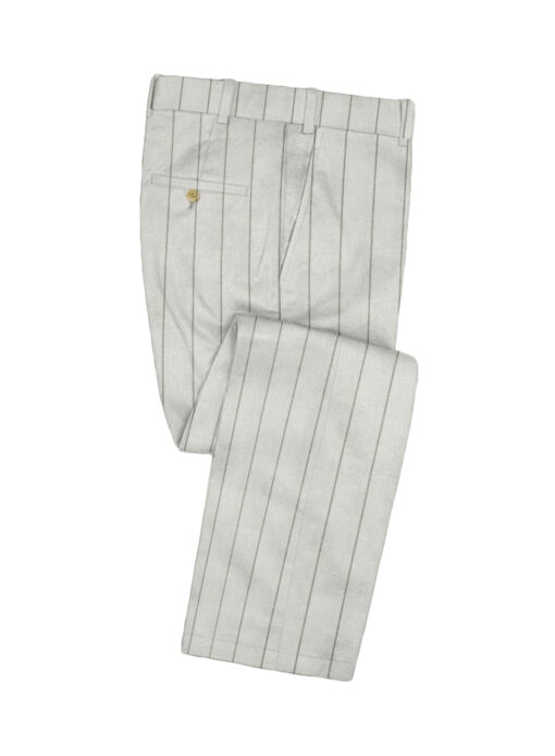 Marcellino Men's Terry Rayon Striped 3.75 Meter Unstitched Suiting Fabric (White)