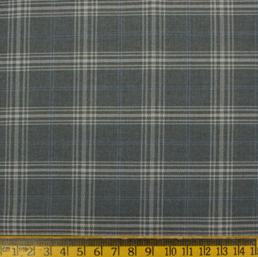 Marcellino Men's Terry Rayon Checks 3.75 Meter Unstitched Suiting Fabric (Dark Grey)