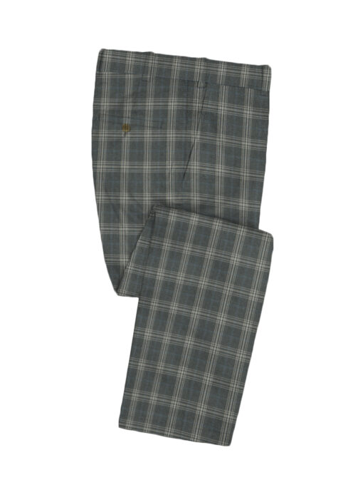 Marcellino Men's Terry Rayon Checks 3.75 Meter Unstitched Suiting Fabric (Dark Grey)