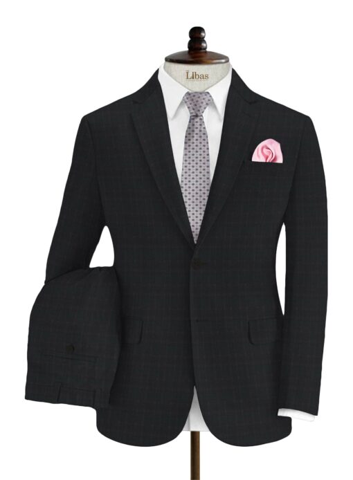 Marcellino Men's Terry Rayon Checks 3.75 Meter Unstitched Suiting Fabric (Dark Purple)