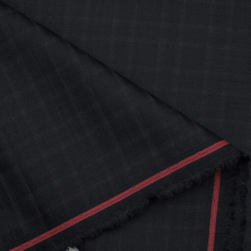 Marcellino Men's Terry Rayon Checks 3.75 Meter Unstitched Suiting Fabric (Dark Purple)