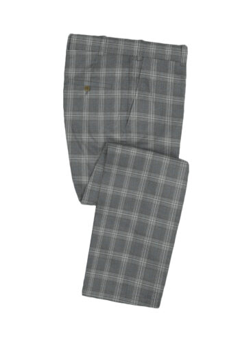 Marcellino Men's Terry Rayon Checks 3.75 Meter Unstitched Suiting Fabric (Grey)