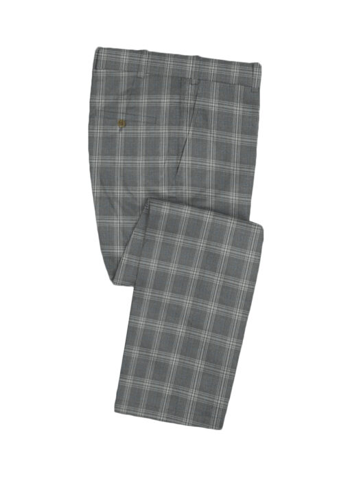 Marcellino Men's Terry Rayon Checks 3.75 Meter Unstitched Suiting Fabric (Grey)