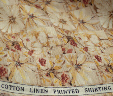 Raymond Men's Cotton Linen  Printed 2.25 Meter Unstitched Shirting Fabric (Beige)