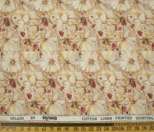Raymond Men's Cotton Linen  Printed 2.25 Meter Unstitched Shirting Fabric (Beige)
