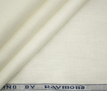 Raymond Men's Pure Linen 60 LEA Solids 3.50 Meter Unstitched Shirting Fabric (Milky White)