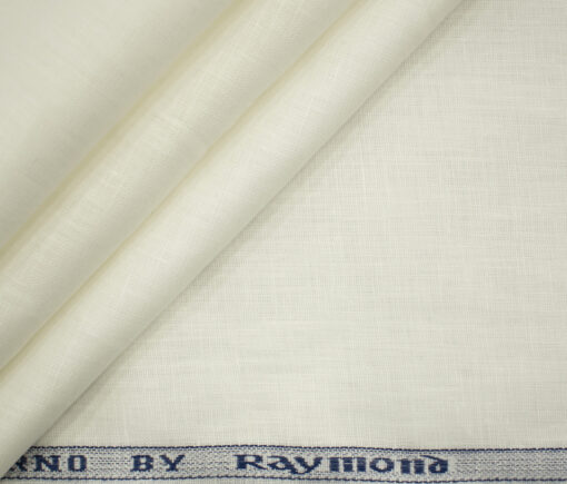 Raymond Men's Pure Linen 60 LEA Solids 3.50 Meter Unstitched Shirting Fabric (Milky White)