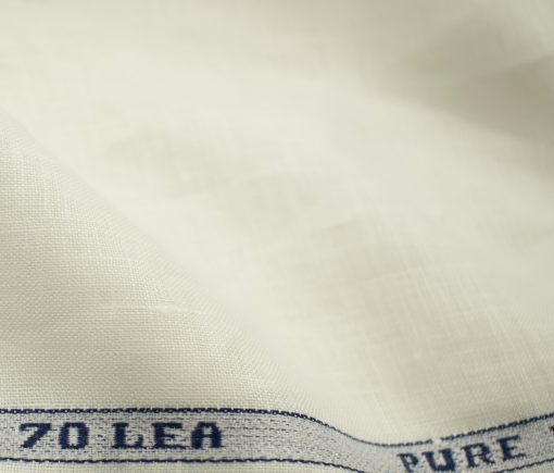 Raymond Men's Pure Linen 70 LEA Solids 3.50 Meter Unstitched Shirting Fabric (Milky White)
