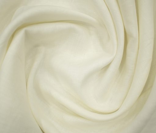 Raymond Men's Pure Linen 70 LEA Solids 3.50 Meter Unstitched Shirting Fabric (Milky White)