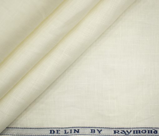 Raymond Men's Pure Linen 70 LEA Solids 3.50 Meter Unstitched Shirting Fabric (Milky White)