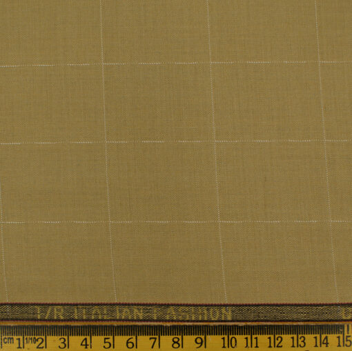 Siyaram's Men's Terry Rayon Checks 3.75 Meter Unstitched Suiting Fabric (Granola Beige)