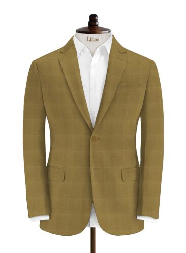 Siyaram's Men's Terry Rayon Checks 3.75 Meter Unstitched Suiting Fabric (Granola Beige)
