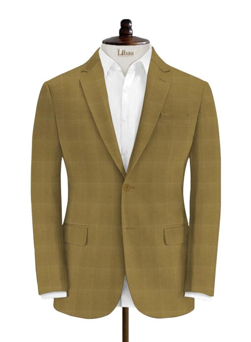 Siyaram's Men's Terry Rayon Checks 3.75 Meter Unstitched Suiting Fabric (Granola Beige)