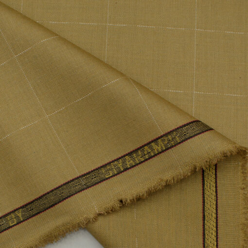 Siyaram's Men's Terry Rayon Checks 3.75 Meter Unstitched Suiting Fabric (Granola Beige)