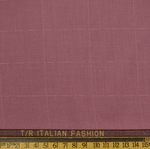 Siyaram's Men's Terry Rayon Checks 3.75 Meter Unstitched Suiting Fabric (Rouge Pink)