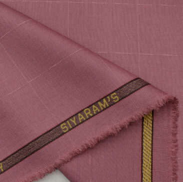 Siyaram's Men's Terry Rayon Checks 3.75 Meter Unstitched Suiting Fabric (Rouge Pink)