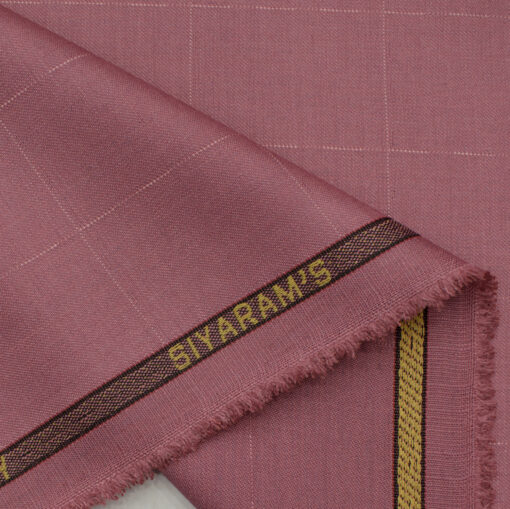 Siyaram's Men's Terry Rayon Checks 3.75 Meter Unstitched Suiting Fabric (Rouge Pink)