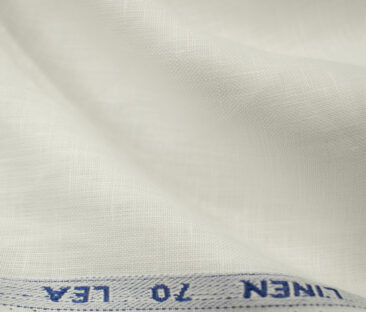 Solino Men's European Linen 70 LEA Solids 3.50 Meter Unstitched Shirting Fabric (White)