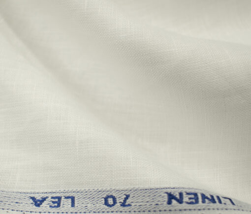 Solino Men's European Linen 70 LEA Solids 3.50 Meter Unstitched Shirting Fabric (White)