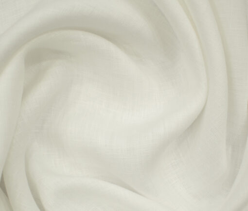 Solino Men's European Linen 70 LEA Solids 3.50 Meter Unstitched Shirting Fabric (White)