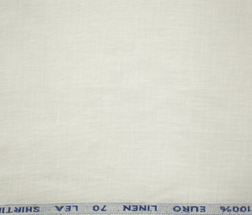 Solino Men's European Linen 70 LEA Solids 3.50 Meter Unstitched Shirting Fabric (White)
