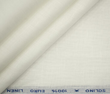 Solino Men's European Linen 70 LEA Solids 3.50 Meter Unstitched Shirting Fabric (White)