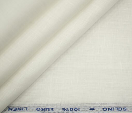 Solino Men's European Linen 70 LEA Solids 3.50 Meter Unstitched Shirting Fabric (White)