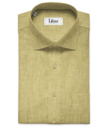 Solino Men's European Linen 60 LEA Striped 2.25 Meter Unstitched Shirting Fabric (Yellowish Beige)