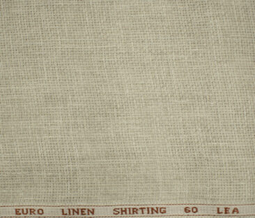 Solino Men's European Linen 60 LEA Structured 2.25 Meter Unstitched Shirting Fabric (Tan Beige)