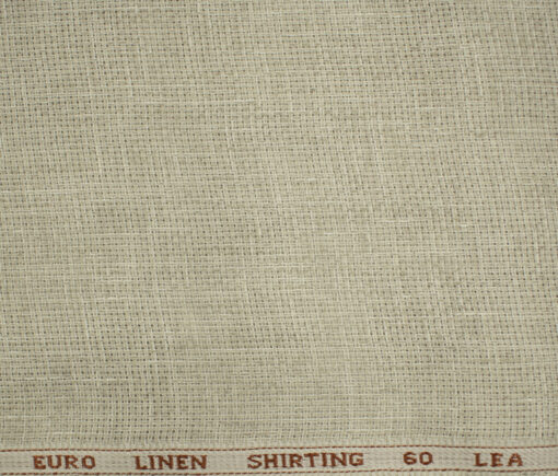 Solino Men's European Linen 60 LEA Structured 2.25 Meter Unstitched Shirting Fabric (Tan Beige)