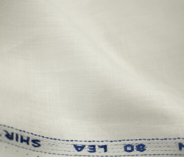 Solino Men's European Linen 80 LEA Solids 3.50 Meter Unstitched Shirting Fabric (White)
