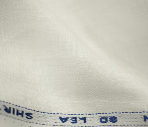 Solino Men's European Linen 80 LEA Solids 3.50 Meter Unstitched Shirting Fabric (White)