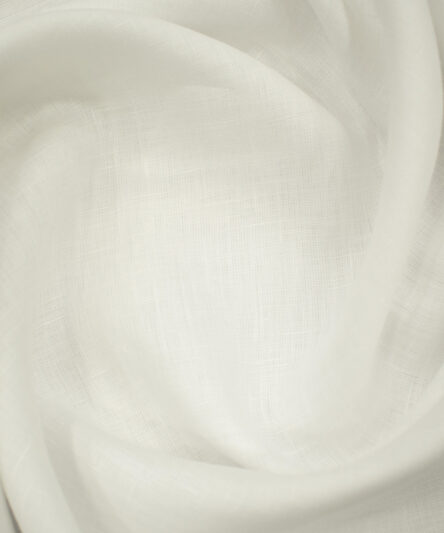 Solino Men's European Linen 80 LEA Solids 3.50 Meter Unstitched Shirting Fabric (White)
