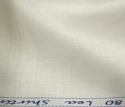 Solino Men's European Linen 80 LEA Checks 2.25 Meter Unstitched Shirting Fabric (White)