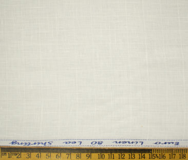 Solino Men's European Linen 80 LEA Checks 2.25 Meter Unstitched Shirting Fabric (White)