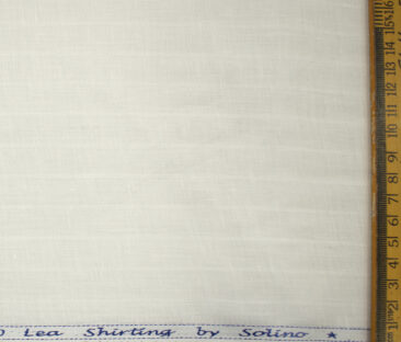 Solino Men's European Linen 80 LEA Striped 2.25 Meter Unstitched Shirting Fabric (White)
