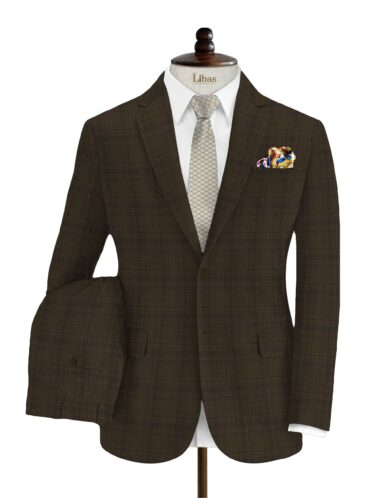 Vimal Men's Polyester Viscose Self Design 3.75 Meter Unstitched Suiting Fabric (Brown)