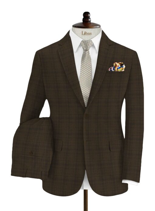 Vimal Men's Polyester Viscose Self Design 3.75 Meter Unstitched Suiting Fabric (Brown)