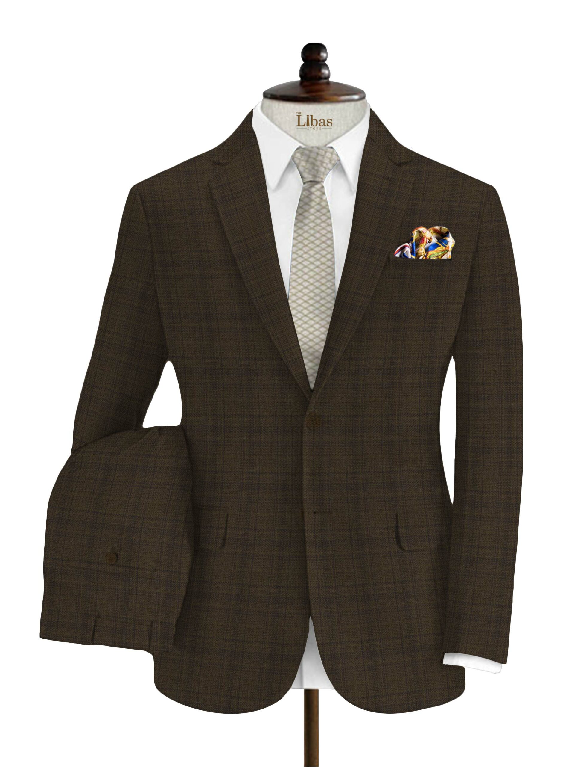 Vimal Men s Polyester Viscose Self Design Unstitched Suiting Fabric Brown The Libas Store