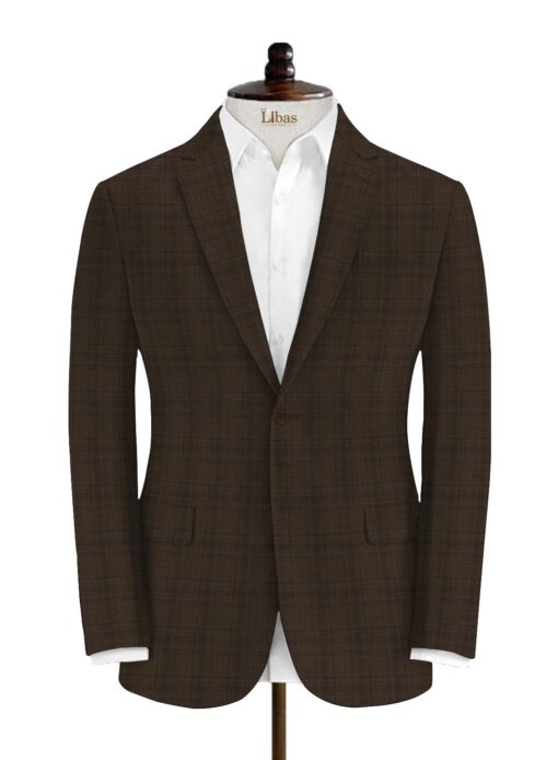 Vimal Men's Polyester Viscose Self Design 3.75 Meter Unstitched Suiting Fabric (Brown)