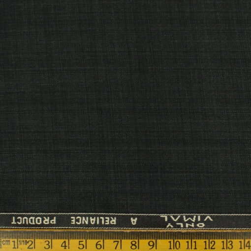 Vimal Men's Polyester Viscose Self Design 3.75 Meter Unstitched Suiting Fabric (Dark Grey)