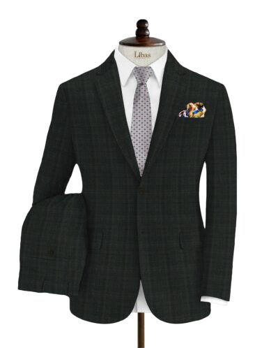 Vimal Men's Polyester Viscose Self Design 3.75 Meter Unstitched Suiting Fabric (Dark Grey)