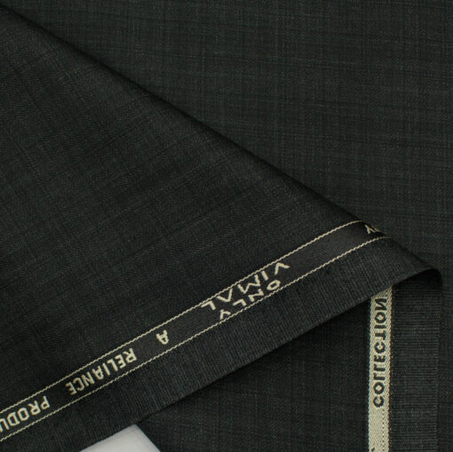 Vimal Men's Polyester Viscose Self Design 3.75 Meter Unstitched Suiting Fabric (Dark Grey)