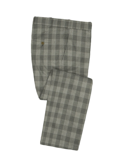 Vimal Men's Polyester Viscose Checks 3.75 Meter Unstitched Suiting Fabric (Light Grey)